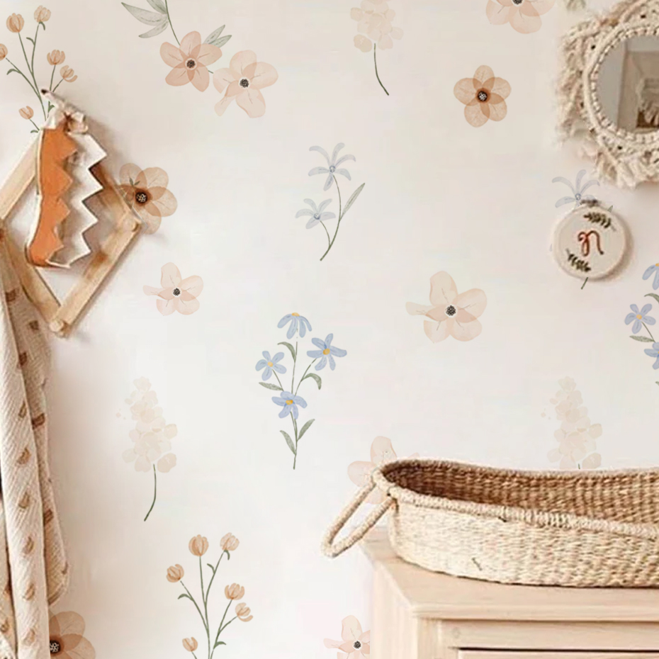 Watercolor Flowers Wall Sticke - Baby Girl Nursery Quotes 评论和价格