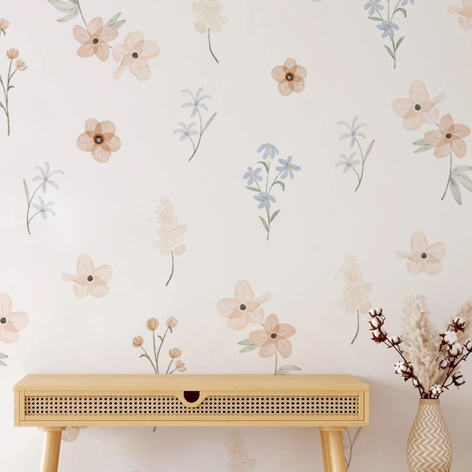 Watercolor Flowers Wall Sticke - Baby Girl Nursery Quotes 评论和价格