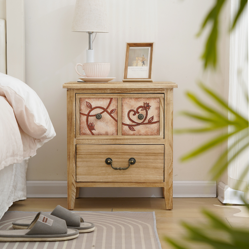 Natural Wood Nightstand Waterp - Baby Nursery Table 评论和价格