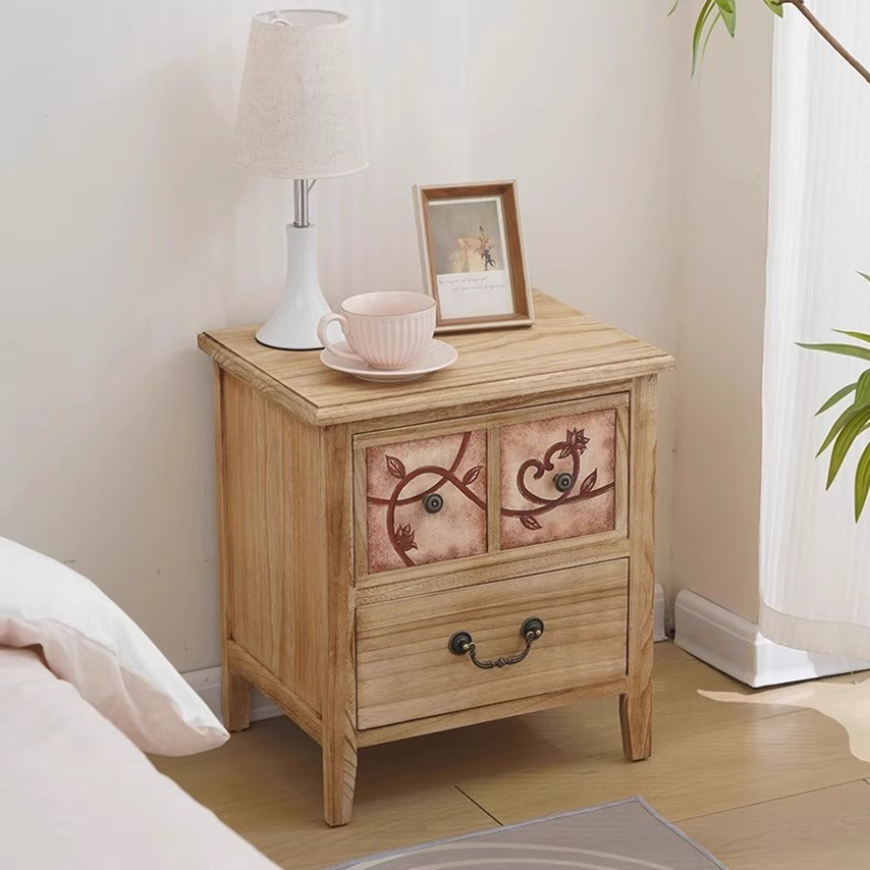 Natural Wood Nightstand Waterp - Baby Nursery Table 评论和价格