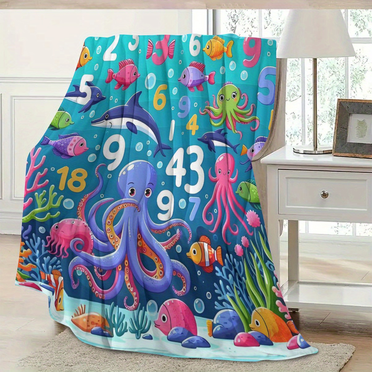 Vibrant Ocean Animal Throw Bla - Baby Nursery Ocean Theme 评论和价格