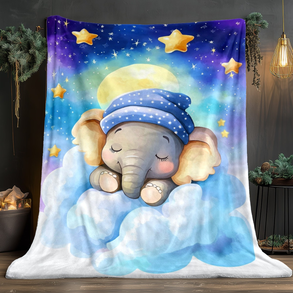 Sleeping Baby Elephant Cloud S - Baby Nursery Elephant Theme 评论和价格