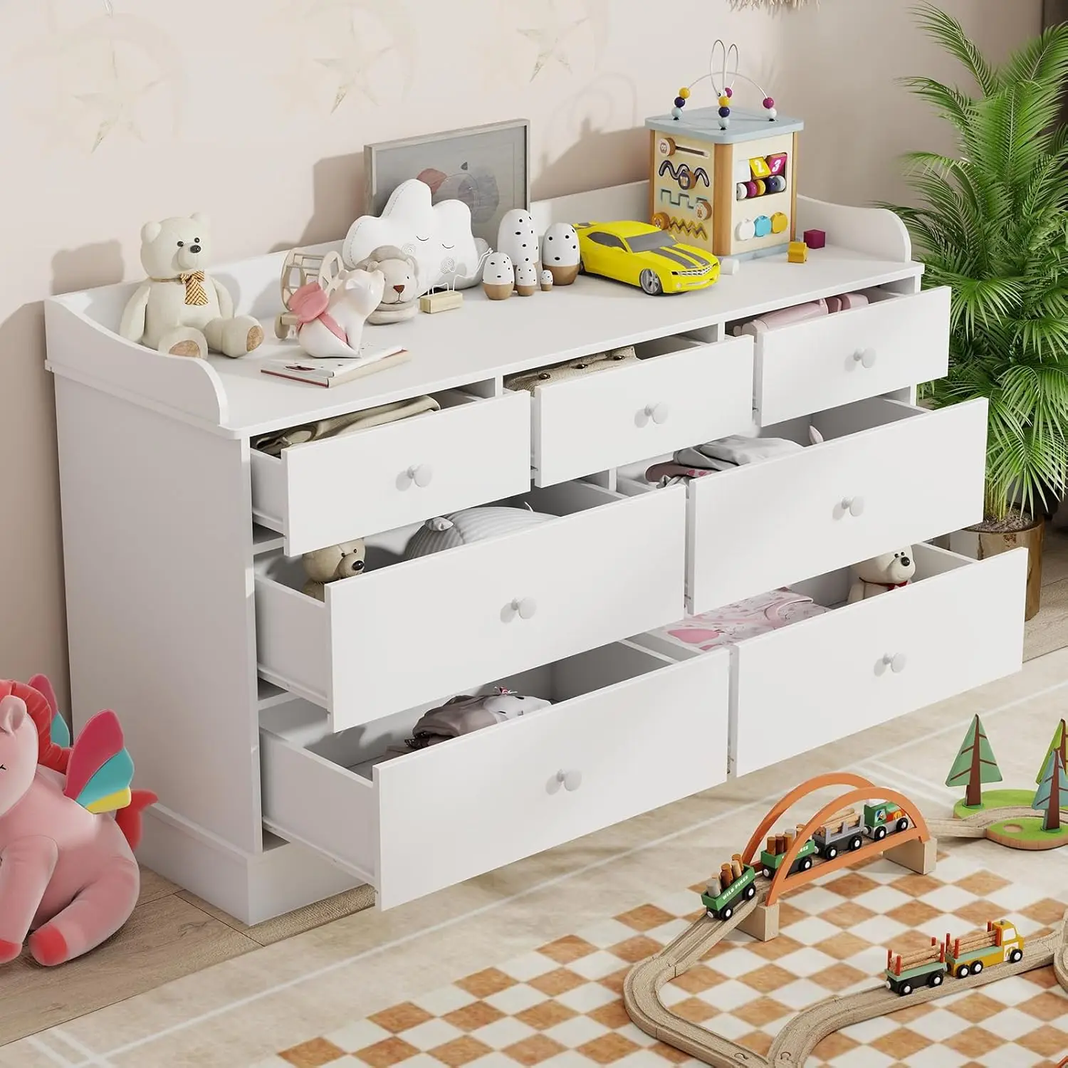 Kids Dresser Cabinet with 7 Dr - Baby Nursery Table 评论和价格