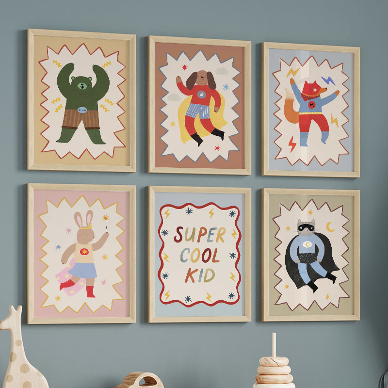 Funny Cartoon Super Cool Kid N - Baby Nursery Wall Art 评论和价格