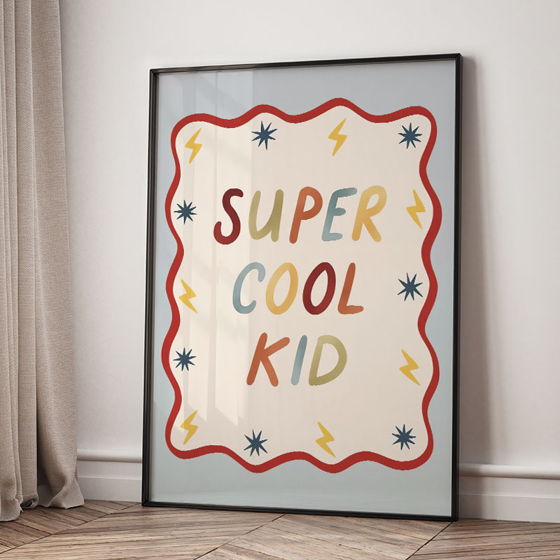 Funny Cartoon Super Cool Kid N - Baby Nursery Wall Art 评论和价格