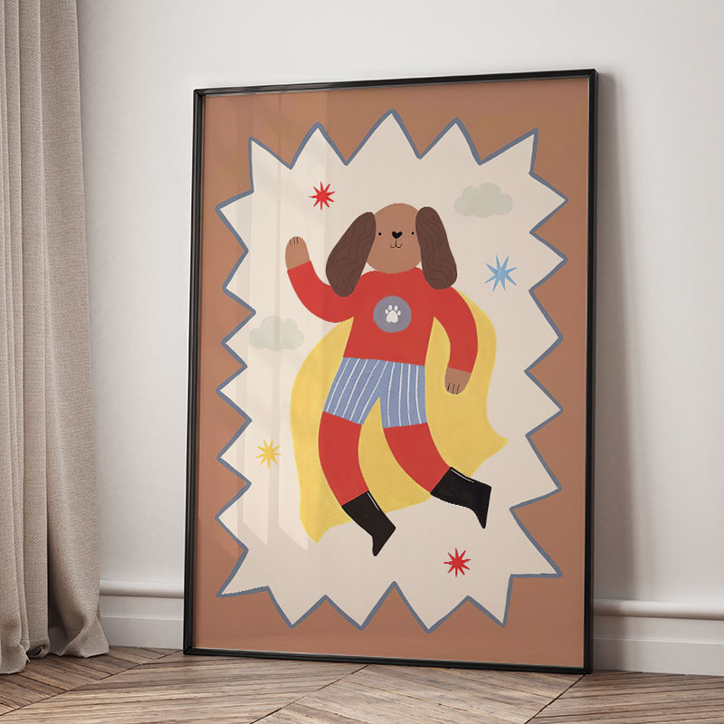Funny Cartoon Super Cool Kid N - Baby Nursery Wall Art 评论和价格