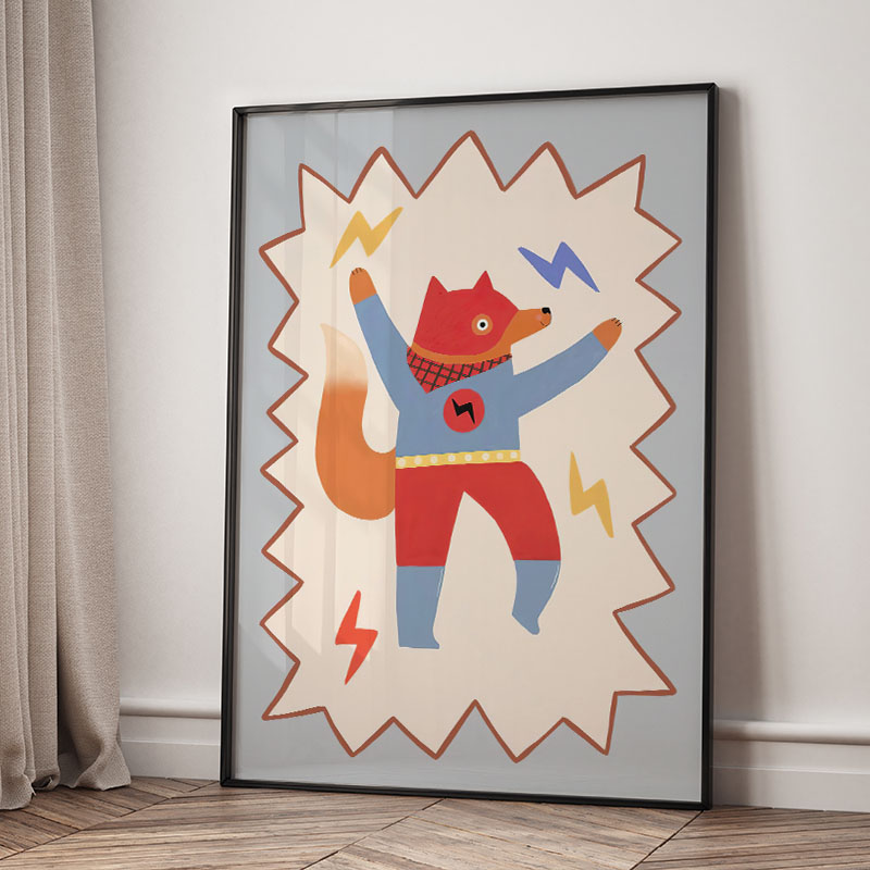 Funny Cartoon Super Cool Kid N - Baby Nursery Wall Art 评论和价格